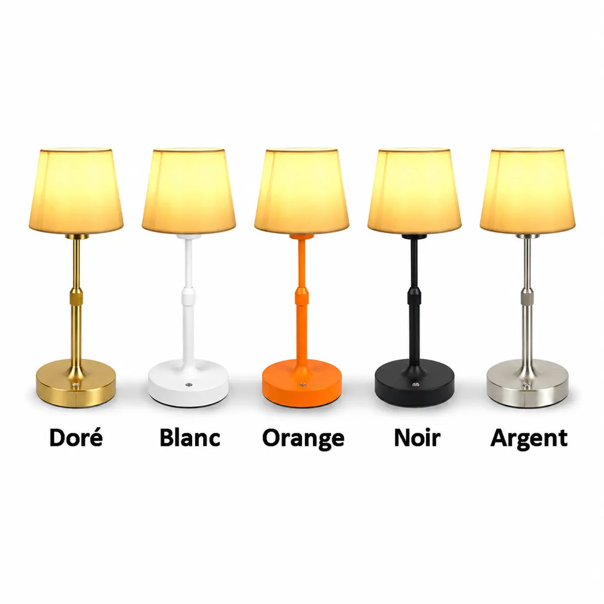 Lampe de Chevet Rechargeable Abat-jour en Tissu – Tactile, Ampoule E12 Remplaçable