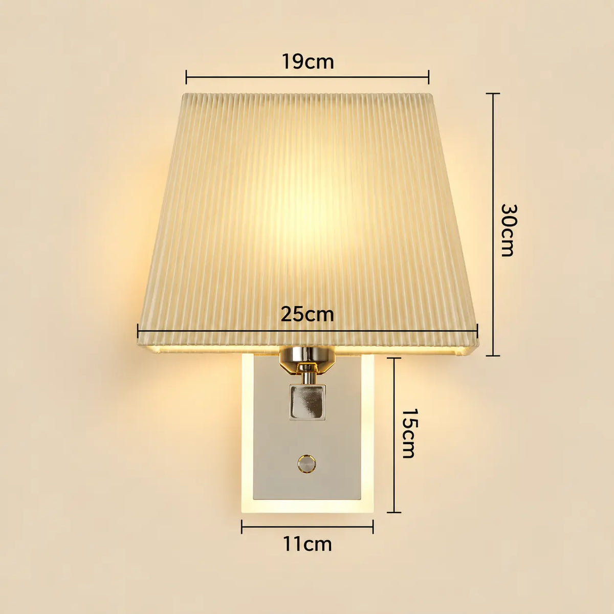 Applique Murale Abat-jour Carré en Tissu – Style Classique, Douille E27