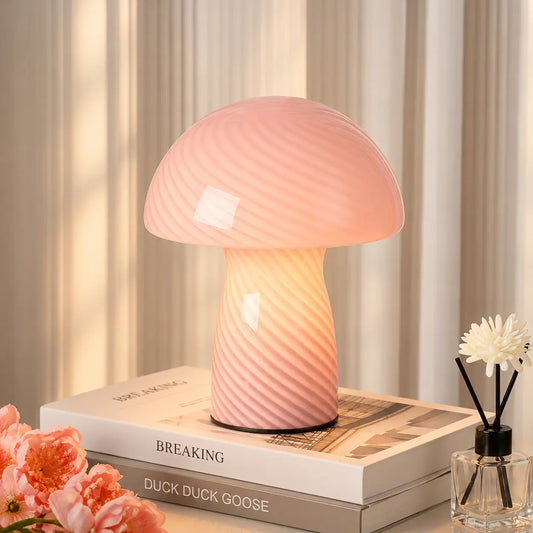 Lampe Champignon en Verre – Lumière Douce et Design