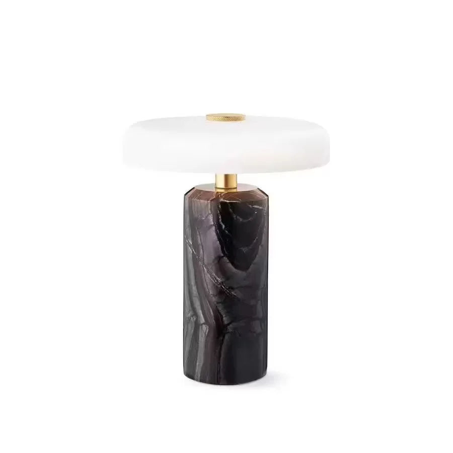 Lampe de Chevet Colonne en Marbre et Verre – Tactile et Rechargeable