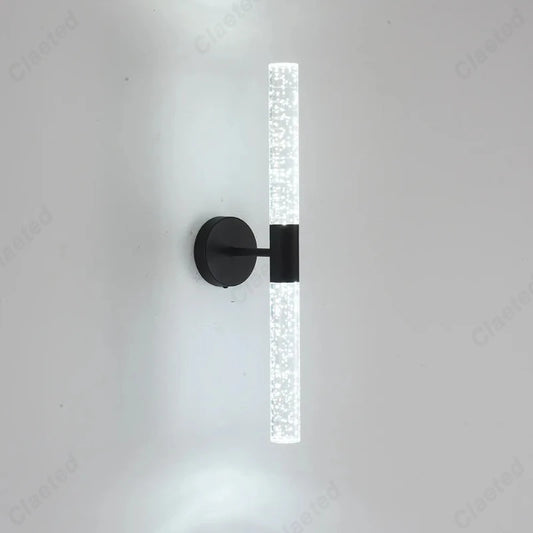Applique Murale LED Bâton Effet Cristal – Éclairage Haut et Bas, Noir ou Doré