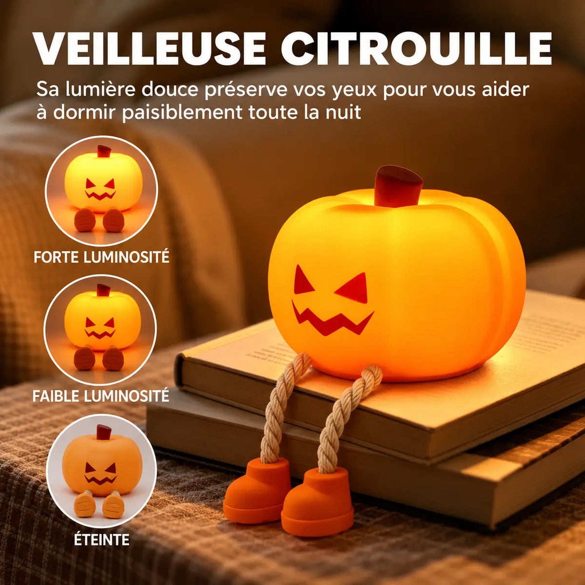 Veilleuse Citrouille en Silicone pour Bébé et Enfant