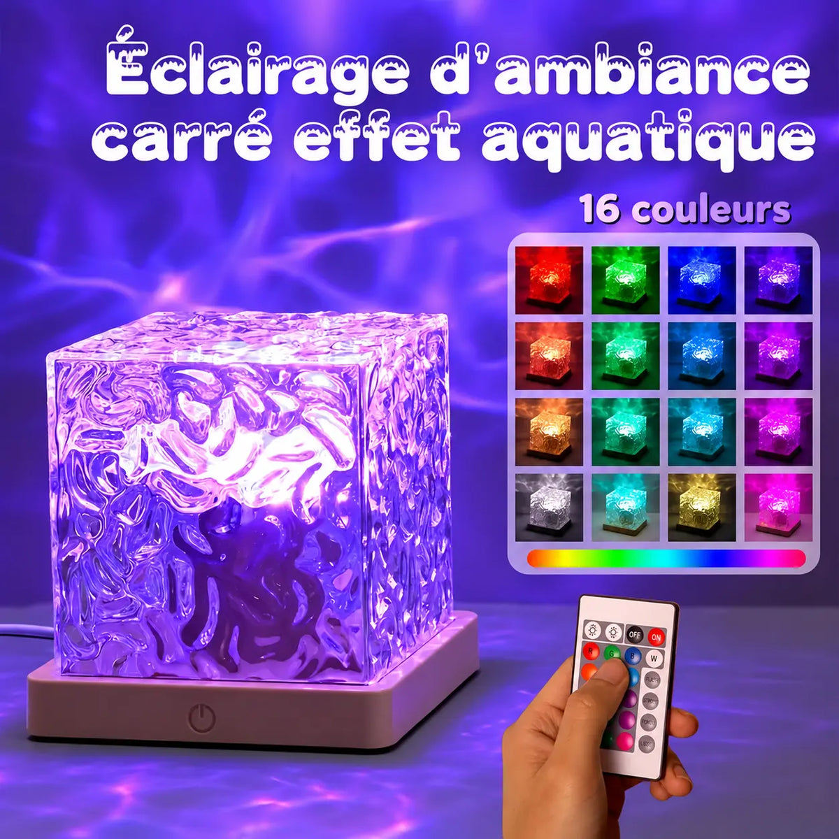 Veilleuse Projecteur Effet Vagues 16 Couleurs avec Télécommande
