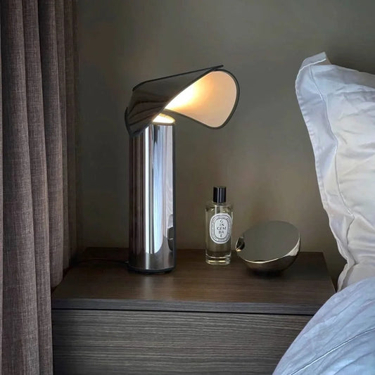 Lampe à Poser Design en Acier Inoxydable et Tissu