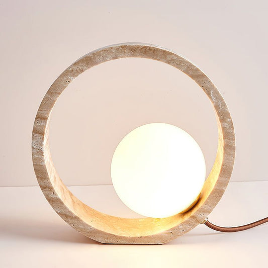 Lampe à Poser en Travertin et Verre