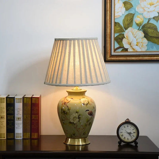 Lampe de Chevet Vintage en Céramique et Tissu