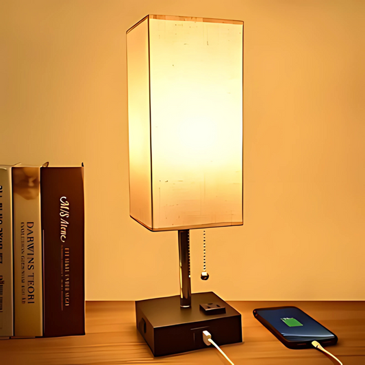 Lampe de chevet avec ports USB-A et USB-C intégrés