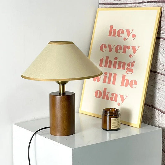 Lampe de chevet en bois et lin, style naturel japonais