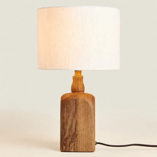 Lampe de Chevet en Bois Naturel Faite Main