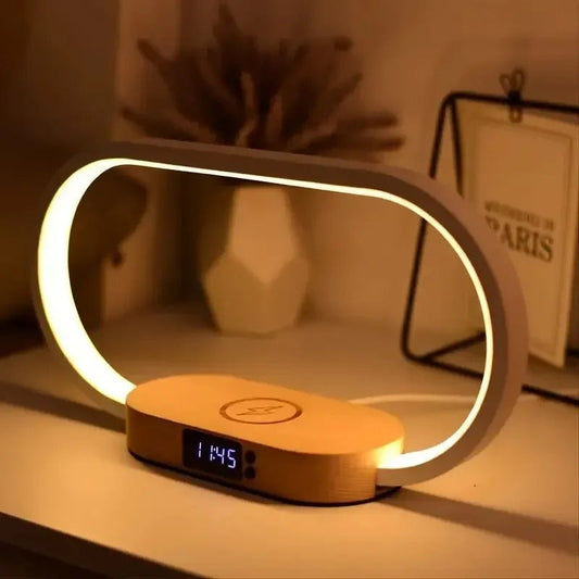 Lampe de Chevet avec Chargeur Intégré – Bois et Aluminium