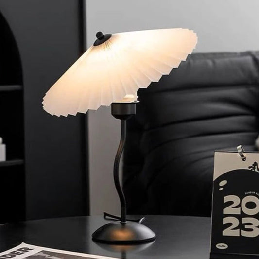 Lampe de Chevet Japonaise Abat-jour Plissé en Tissu