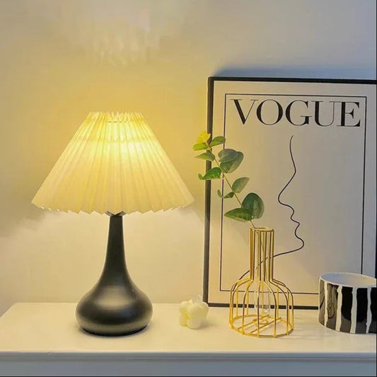Lampe de Chevet Design à Abat-Jour Plissé