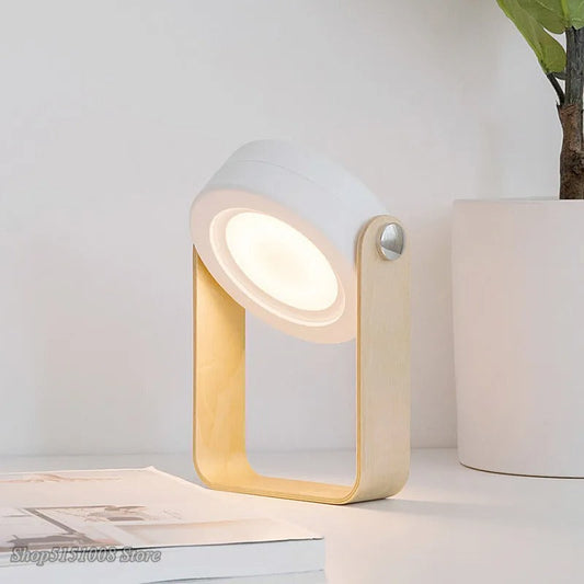 Lampe de Chevet Portable Pliable en Acrylique et Bois