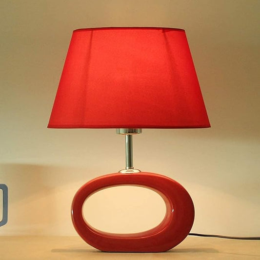 Lampe de Chevet Rouge en Céramique et Tissu