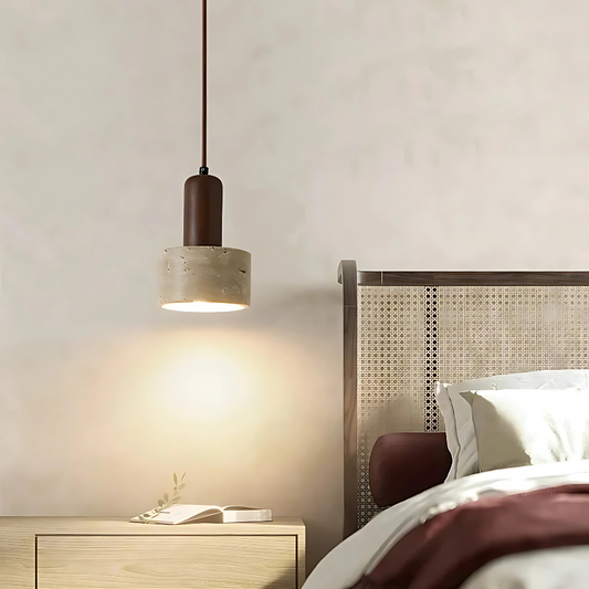 Lampe de Chevet Suspendue Travertin et Bois