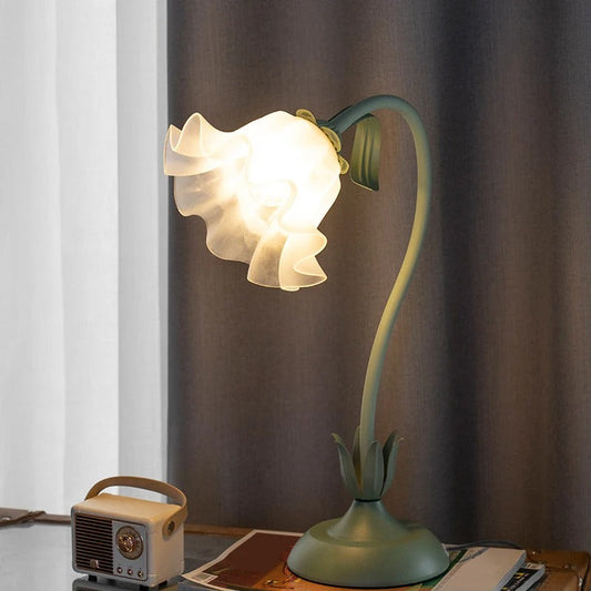 Lampe de Chevet Vert Sauge au Design Floral