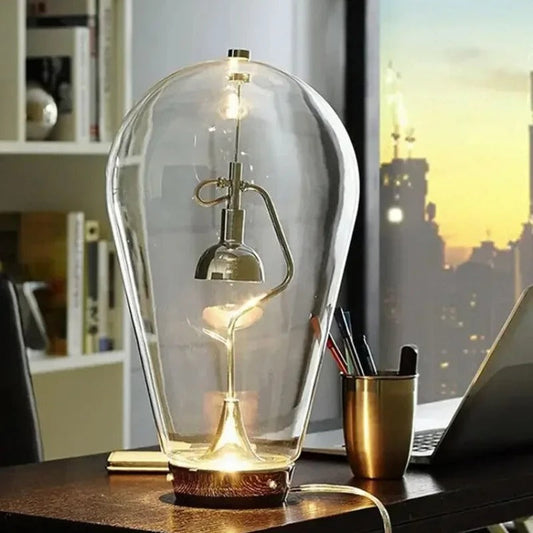 Lampe de Chevet Vintage en Verre et Métal