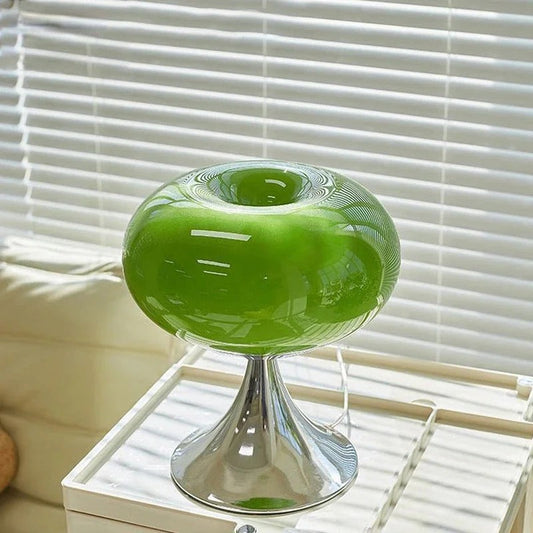 Lampe de chevet design en métal et verre