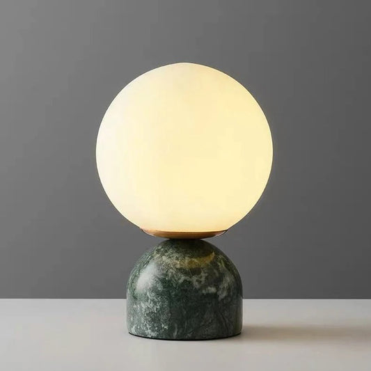 Lampe de chevet en marbre naturel et globe en verre