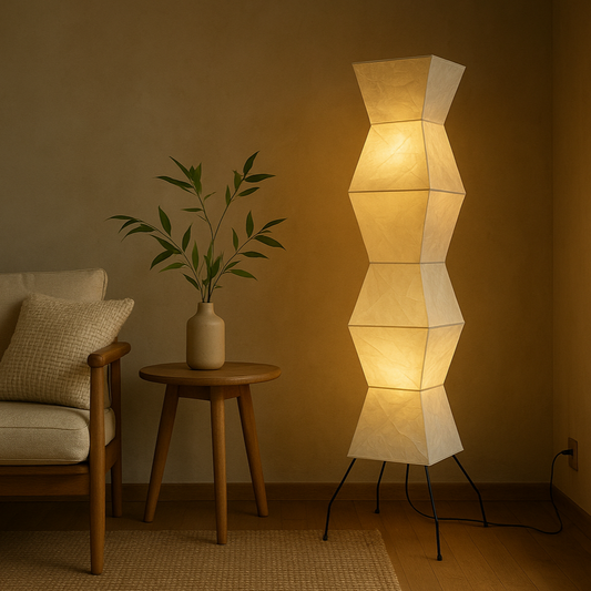 Lampadaire en Papier de Riz – Design Japonais Sculptural