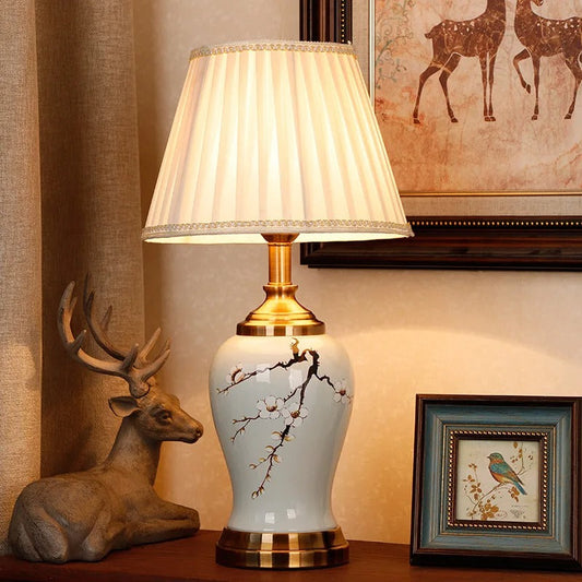 Lampe de Chevet en Porcelaine Peinte à la Main