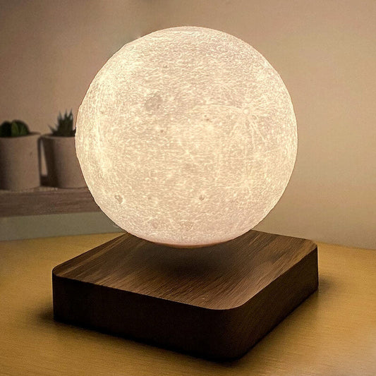Lampe Lune Lévitation Magnétique – Base en Bois