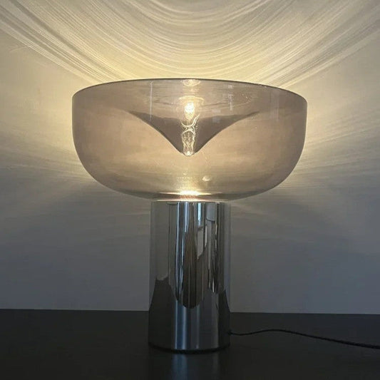 Lampe de chevet design en métal et pierre de verre