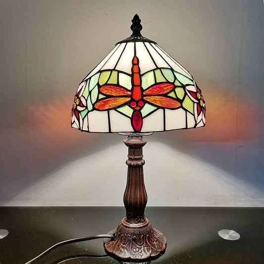 Lampe Tiffany Libellule Impériale – Vitrail Artisanal