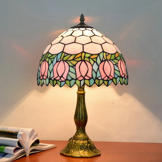 Lampe Tiffany Magnolia – Vitrail Floral Fait Main