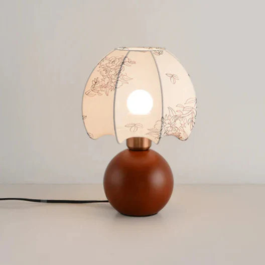 Lampe de chevet vintage en bois et abat-jour tissu