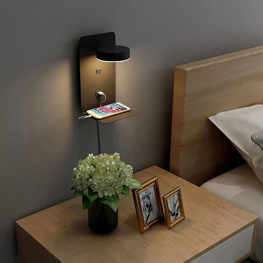 Liseuse Lampe de Chevet avec Port USB et Étagère