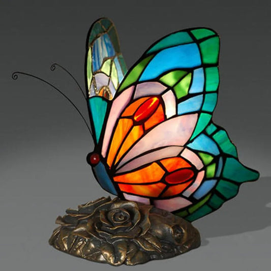 Lampe Tiffany Papillon en Verre et Métal