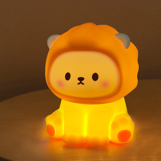 Veilleuse Lion en Silicone – Lumière Douce pour Bébé