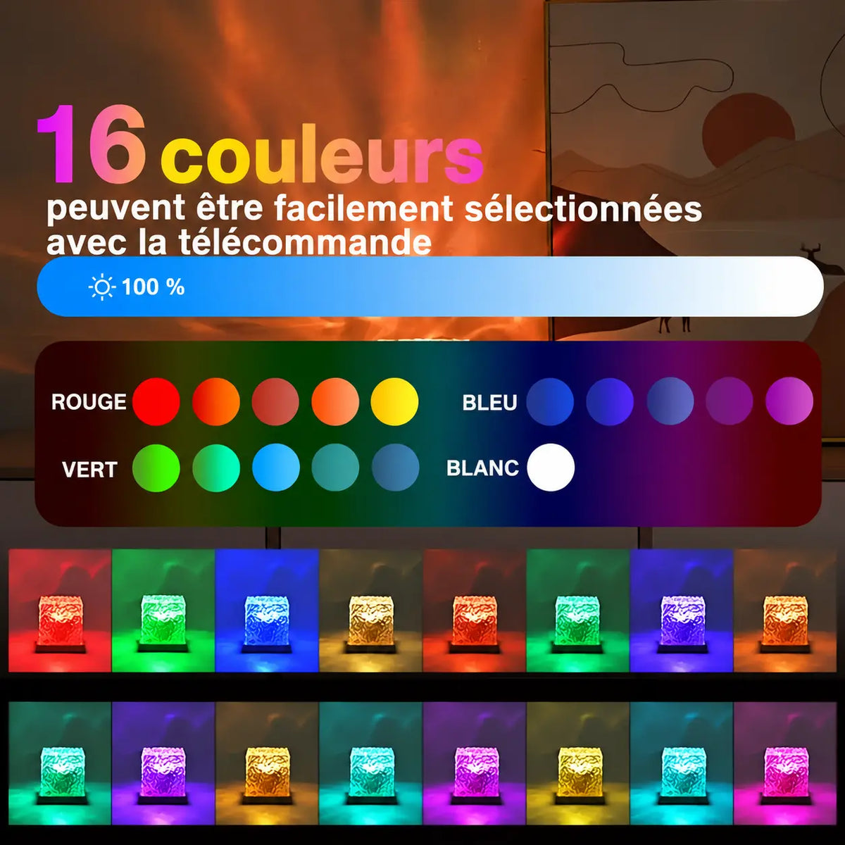 Veilleuse Projecteur Effet Vagues 16 Couleurs avec Télécommande