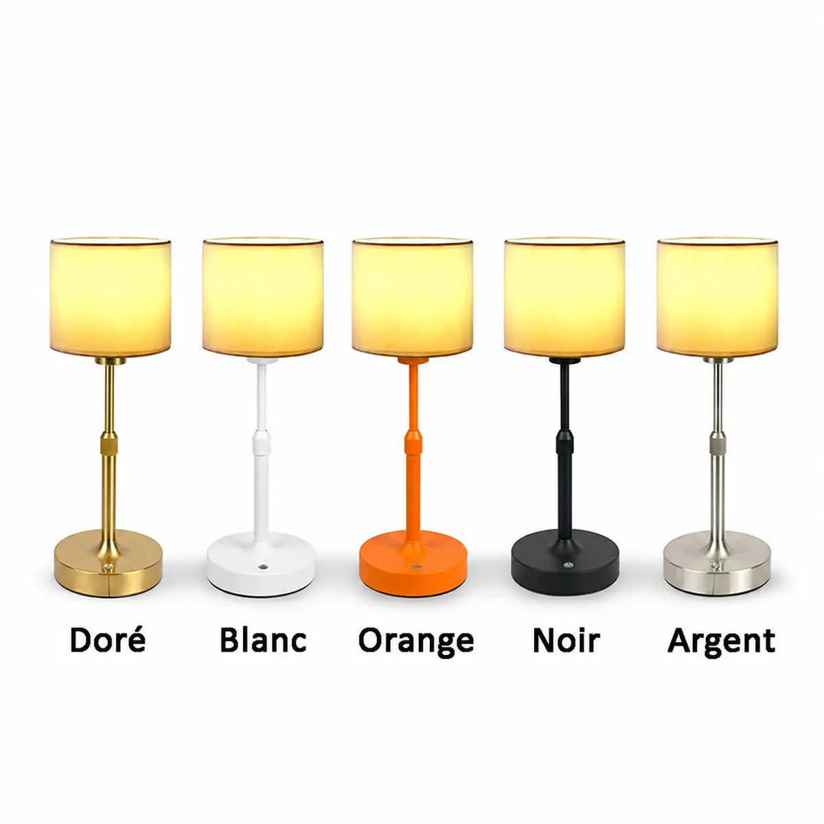 Lampe de Chevet Rechargeable Abat-jour en Tissu – Tactile, Ampoule E12 Remplaçable