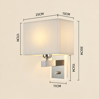 Applique Murale Abat-jour Carré en Tissu – Style Classique, Douille E27