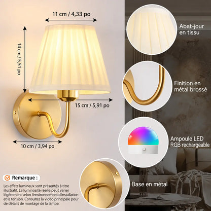 Applique Murale Sans Fil Rechargeable avec Télécommande – 15 Couleurs et Minuteur