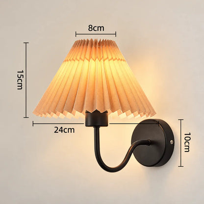 Applique Murale Rétro Éventail Plissée – Abat-jour en Tissu, Style Nordique