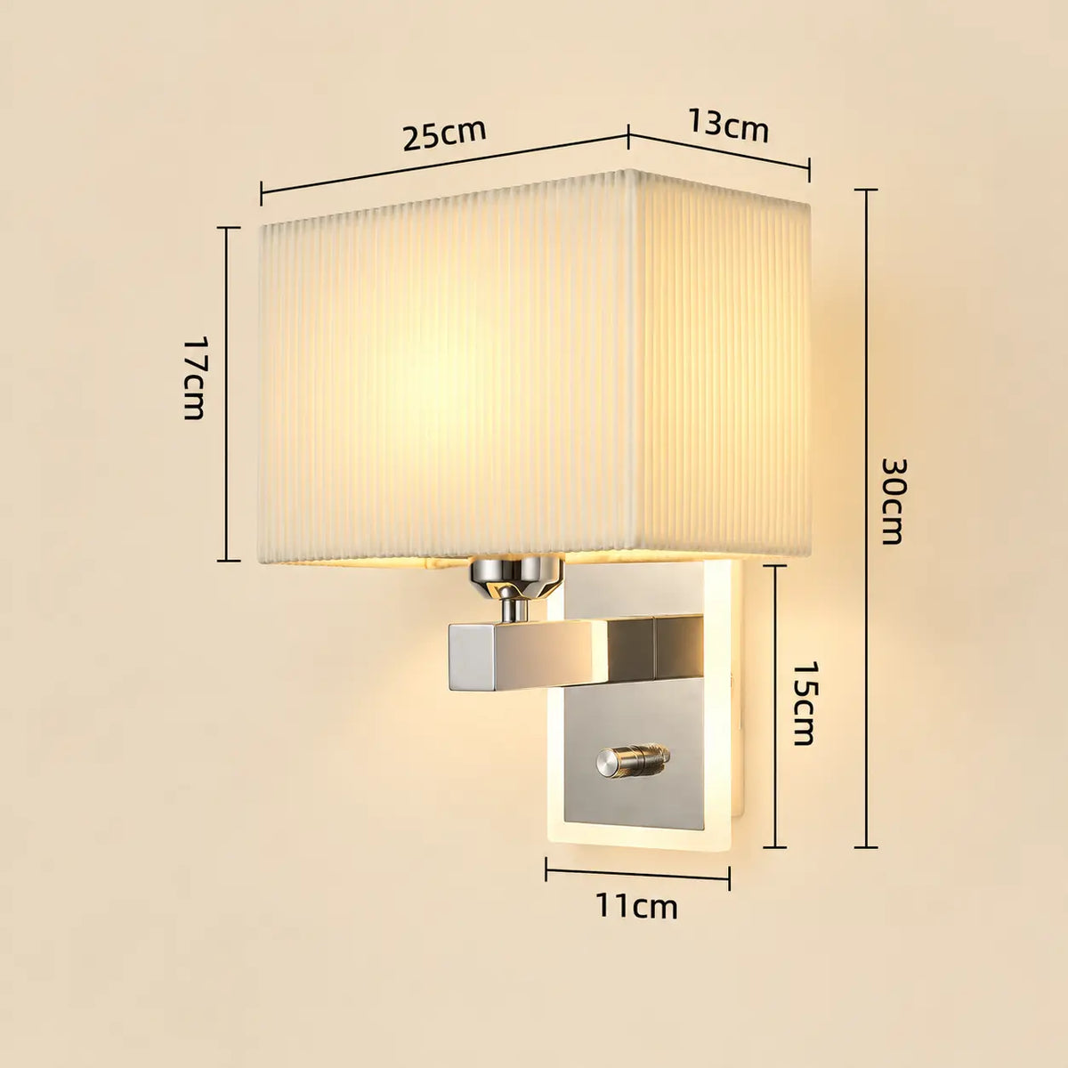 Applique Murale Abat-jour Carré en Tissu – Style Classique, Douille E27