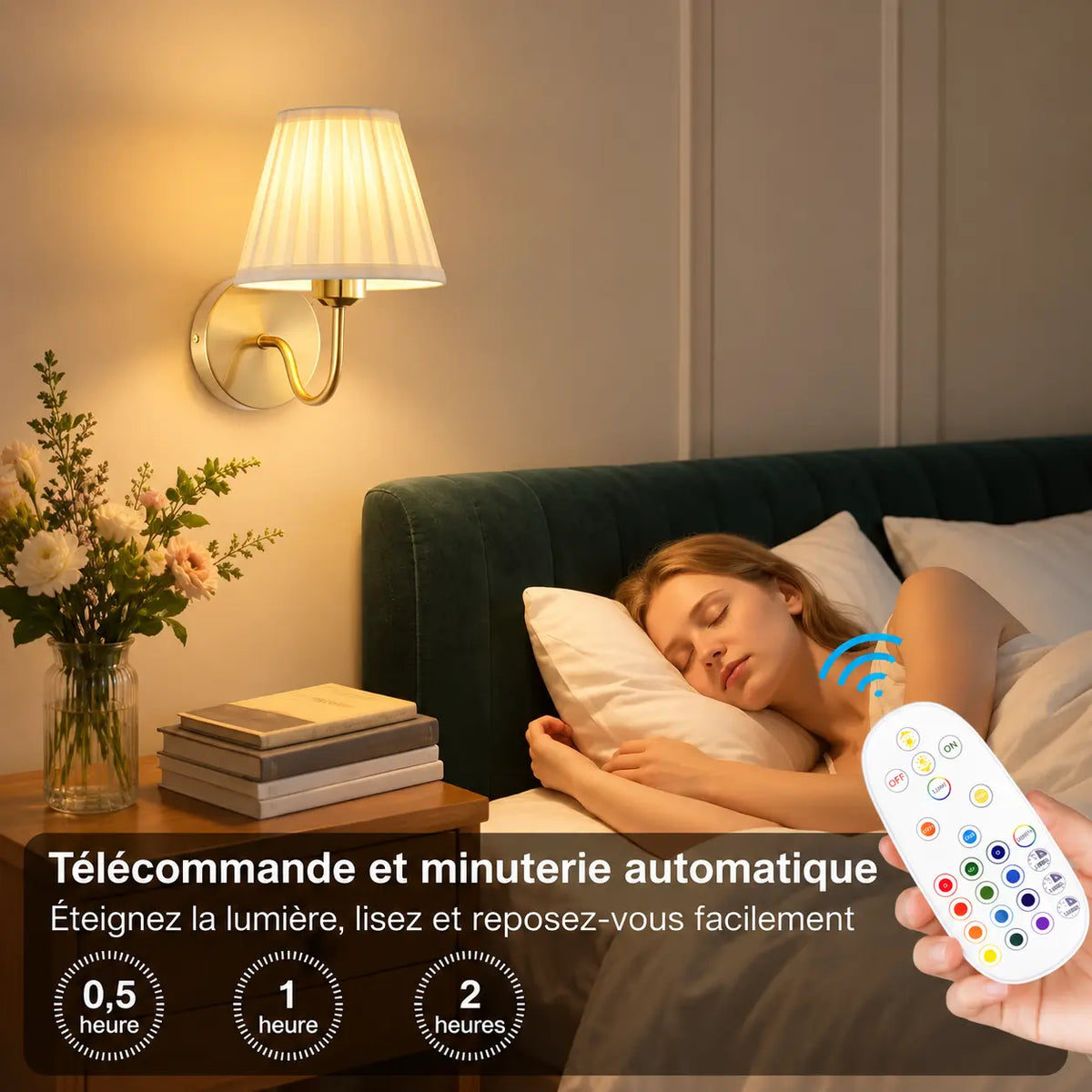 Applique Murale Sans Fil Rechargeable avec Télécommande – 15 Couleurs et Minuteur