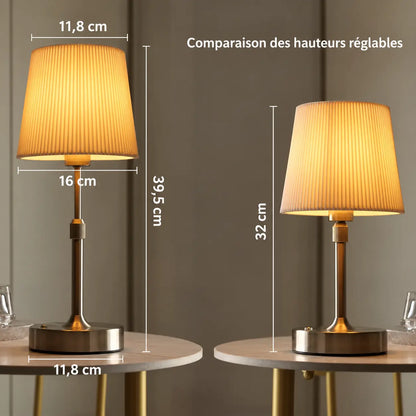 Lampe de Chevet Rechargeable Abat-jour en Tissu – Tactile, Ampoule E12 Remplaçable