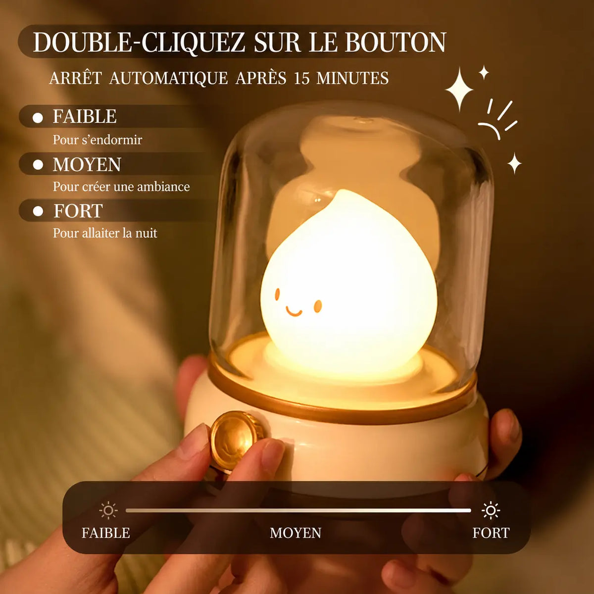 Veilleuse Mignonne Rechargeable – Mini Lampe Kawaii jusqu'à 120 h d'Autonomie