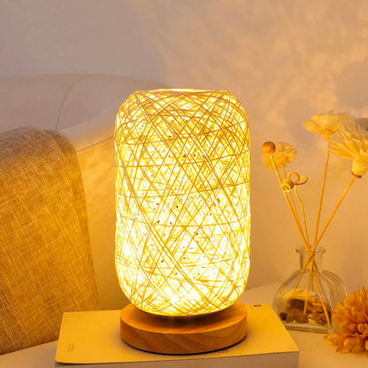 Lampe de Chevet en Osier Tressée à la Main