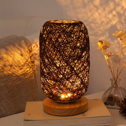 Lampe de Chevet en Osier Tressée à la Main