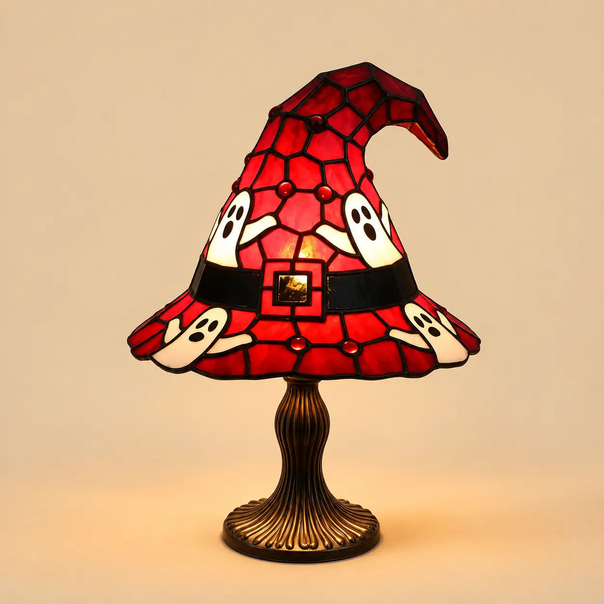 Lampe Chapeau de Sorcière Effet Vitrail – Veilleuse Halloween USB