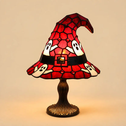 Lampe Chapeau de Sorcière Effet Vitrail – Veilleuse Halloween USB