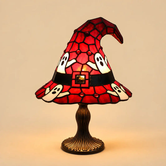 Lampe Chapeau de Sorcière Effet Vitrail – Veilleuse Halloween USB