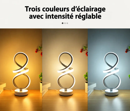 Lampe de Chevet Spirale Rétro LED – 3 Teintes et Intensité Réglable
