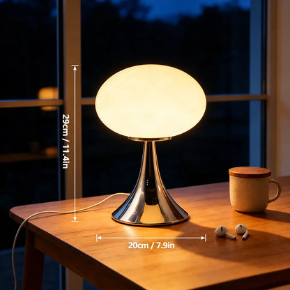 Lampe Ovoïde en Verre Style Murano – Lampe de Chevet Douce, Alimentation USB-C