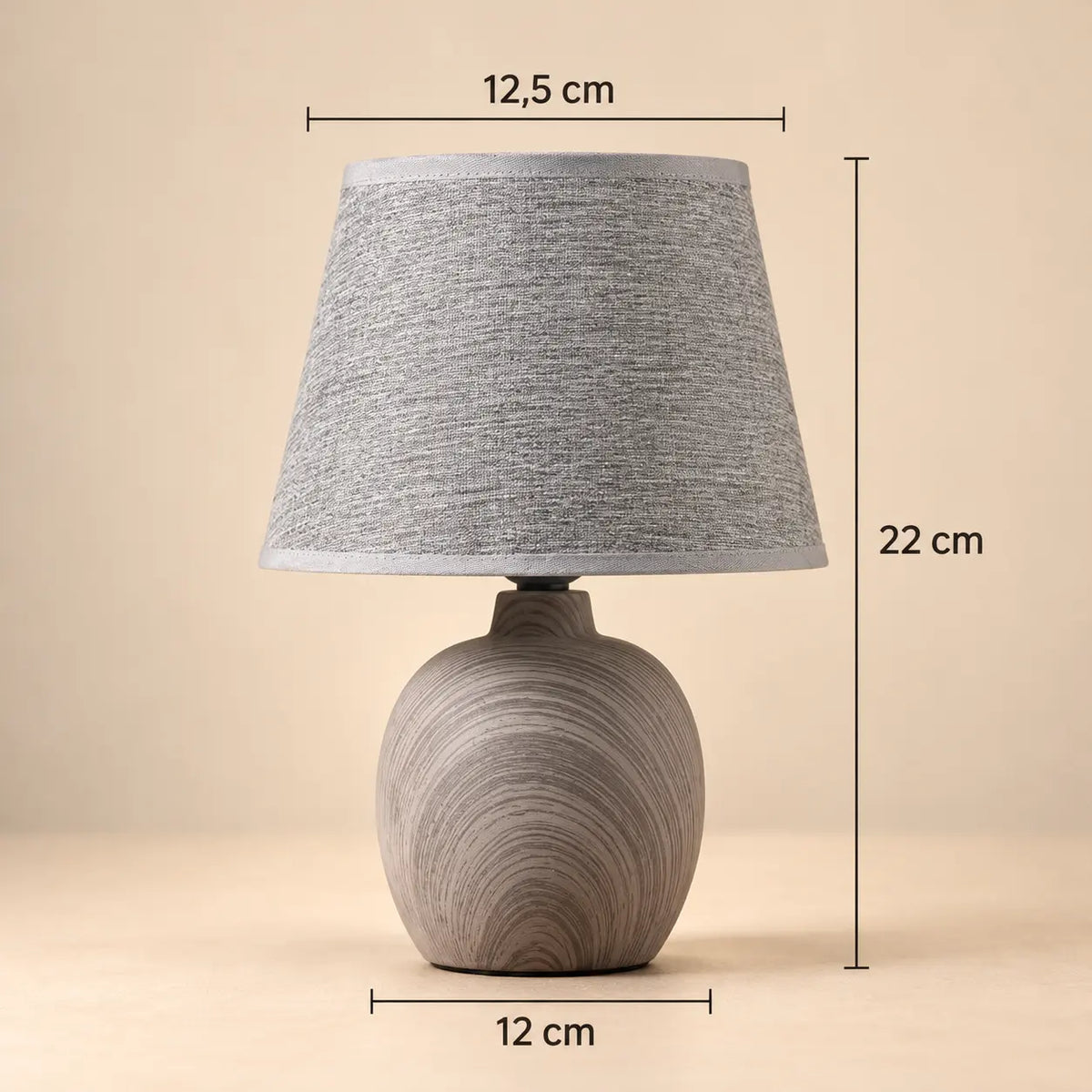 Petite Lampe de Chevet en Céramique Texturée et Abat-jour en Tissu